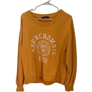 Abercrombie & Fitch Womens Oversized Logo Sweatshirt Orange Yellow Crest Large
